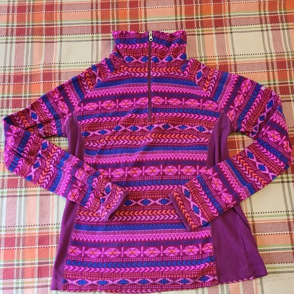 Columbia Tops - Columbia Glacial Fleece 1/4 Half Zip Pullover Women MediumPink Aztec Long Sleeve